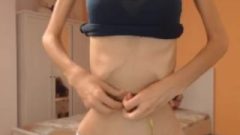 Anorexic Girl Is Measuring Her Slim Body #2